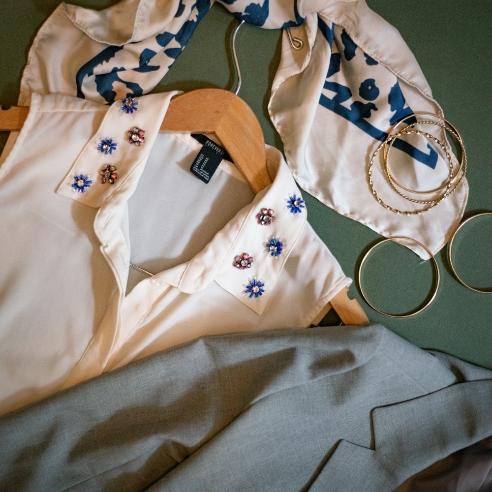 F21 • beaded collar button-up